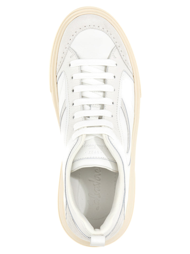 Ferragamo Cassina Mix Sneakers - Bianco | 52adc740753ee50ea41b2e1d1021a49244fcfeee