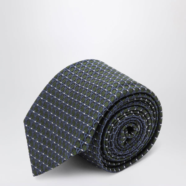 Dark Green Printed Silk Tie
