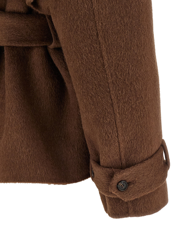 Giuseppe Di Morabito Shearling Neck Coat Trench e Impermeabili - Marrone | c2524fba0d11f828eaabaf2fc819df8da61d9cef