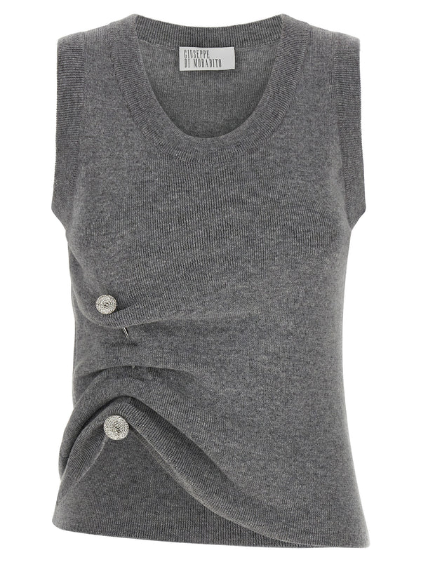 Jewel Brooch Top Grigio