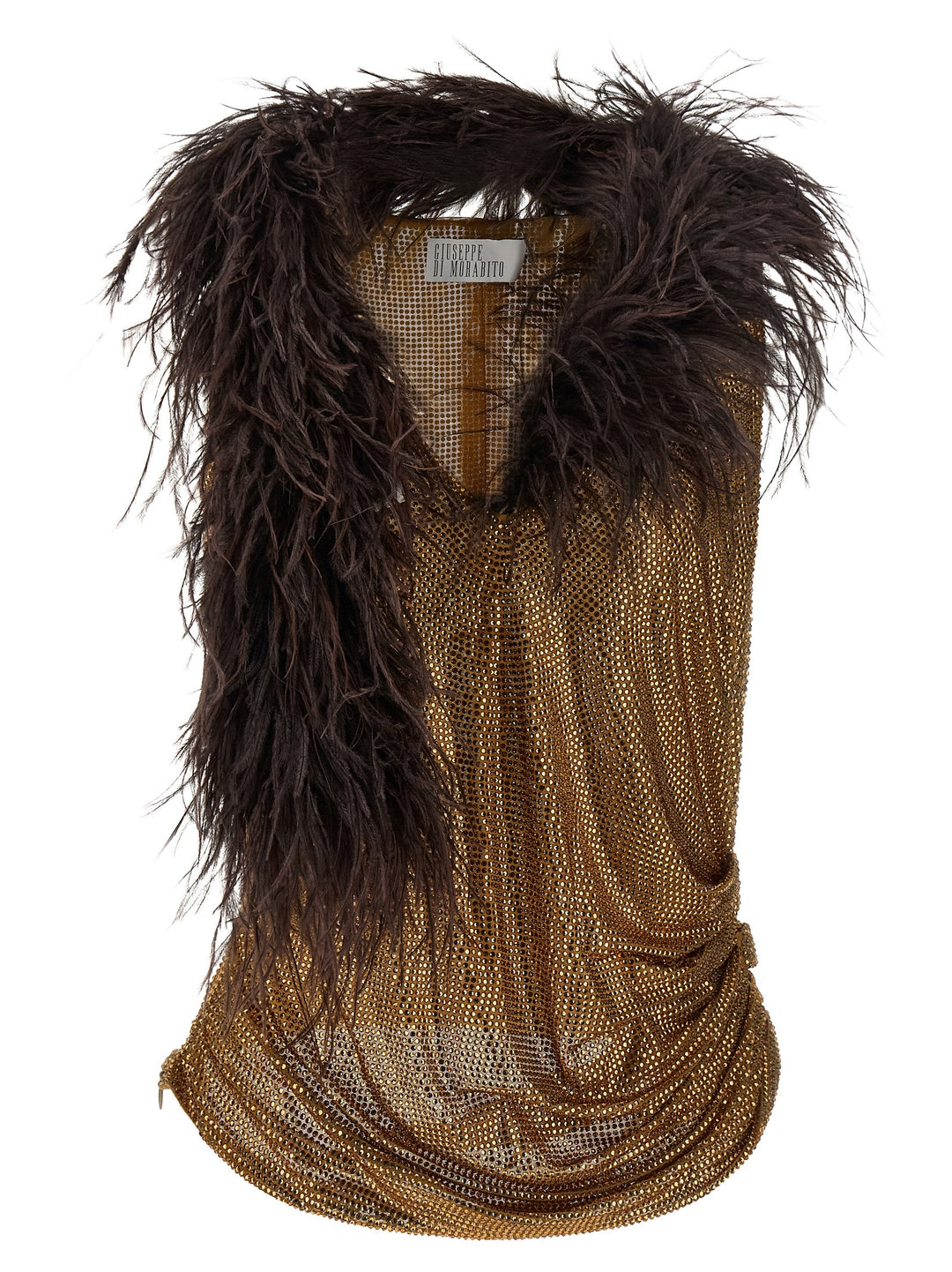 Giuseppe Di Morabito Mesh And Feather Top Top - Oro | 67d9df13e9689de1cb6851fb91382ad6de57cb60