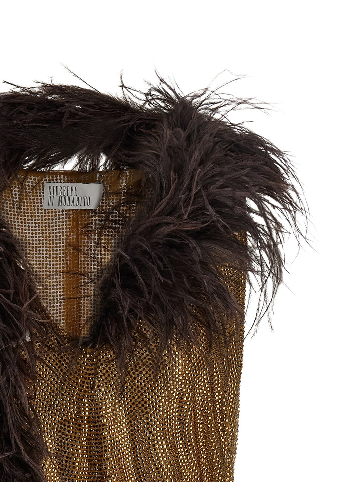 Giuseppe Di Morabito Mesh And Feather Top Top - Oro | 8693c5d71d0bfb07ca264d812fba64925f5761b4
