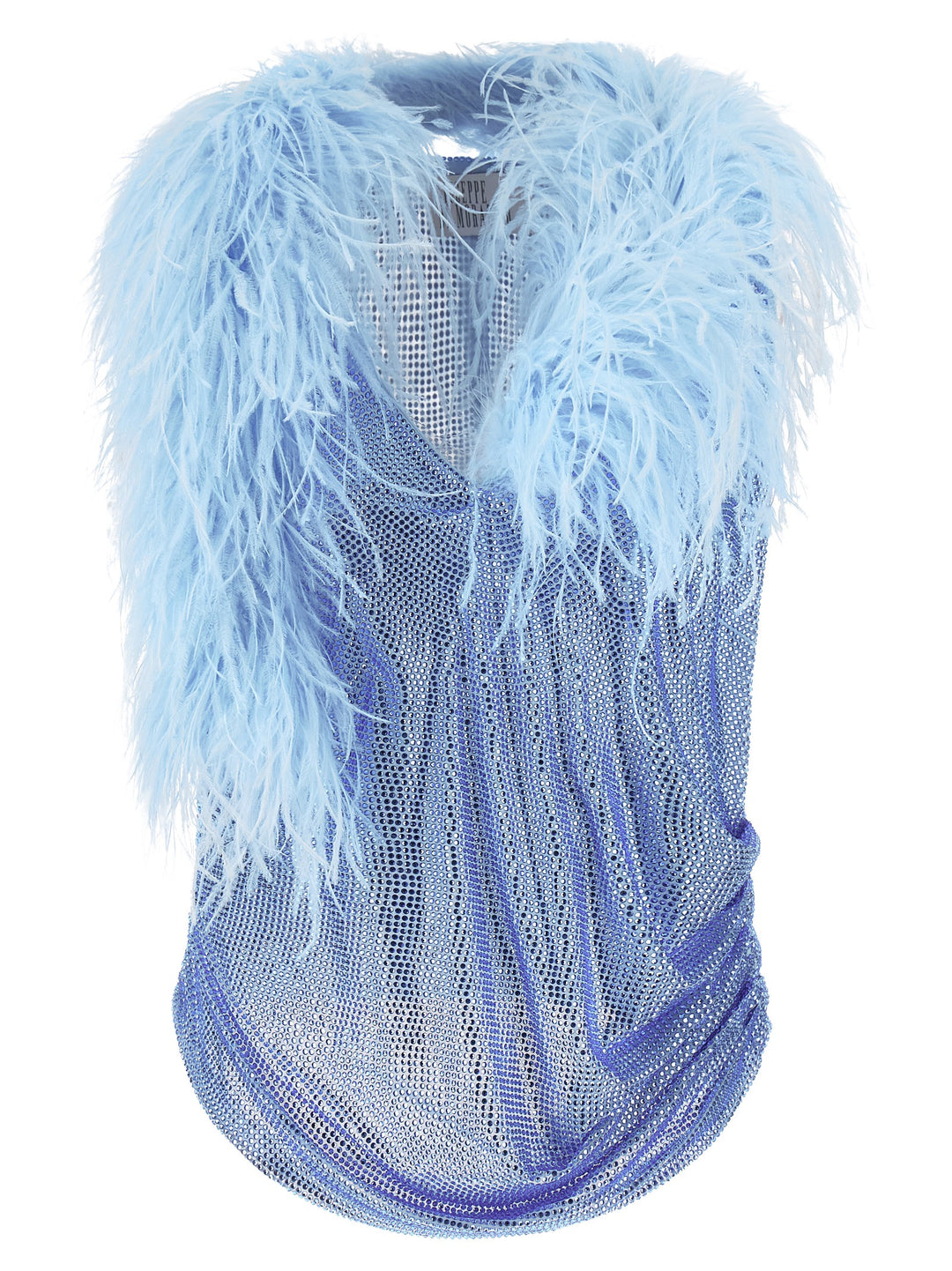 Giuseppe Di Morabito Mesh And Feather Top Top - Celeste | b59cb9735a15f29a17584dc5e53db623c5a9cda4