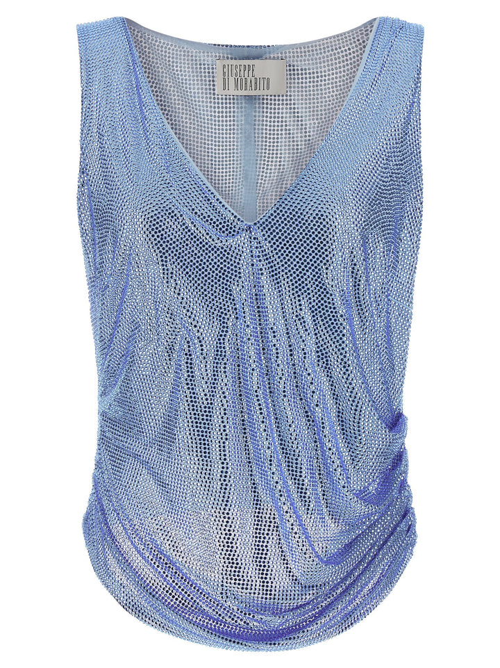 Giuseppe Di Morabito Mesh And Feather Top Top - Celeste | b0e5f0419d82724c946b38f54fab2db4b45b6070