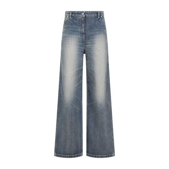 Dirty Blue Cotton Denim Pants