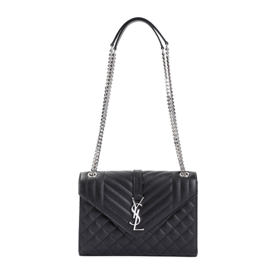 Black Grained Leather Ysl Envel Bag