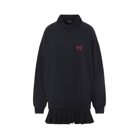 Black Hybrid Cotton Mini Dress