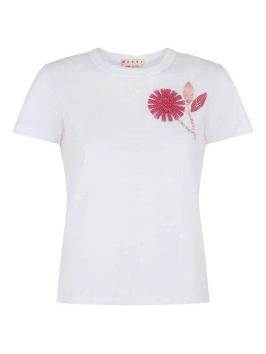 T-Shirt In Cotone Biologico Con Ricamo