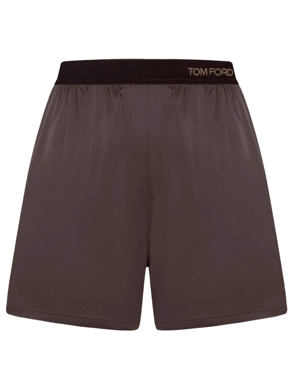 Pantaloncini In Seta Con Fascia In Velluto