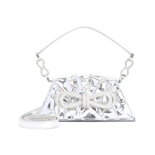 Silver Double Bow Samantha Leather Shoulder Bag