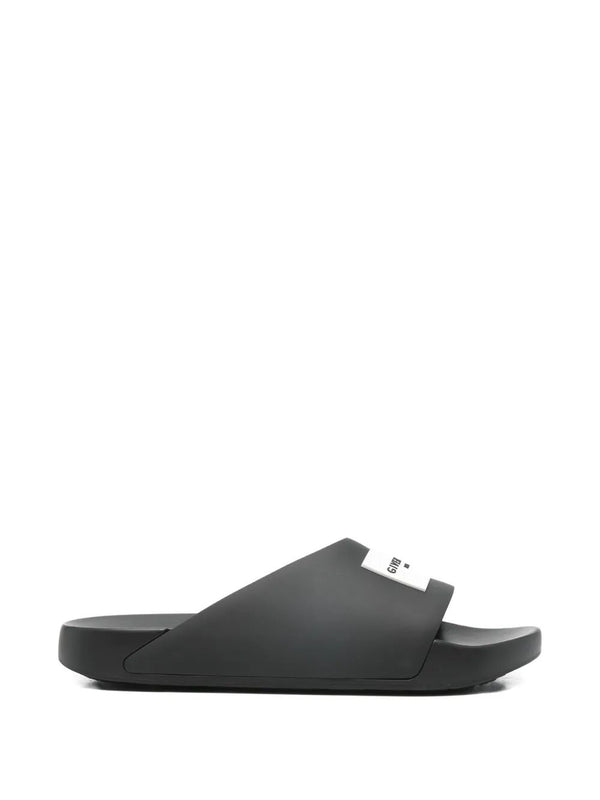 Mules Planas Label Slide de Goma