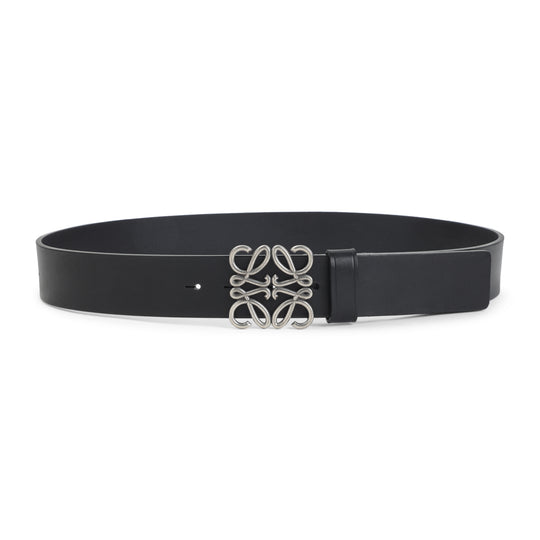 Black Vintage Palladium Calf Skin Chunky Anagram 4cm Belt