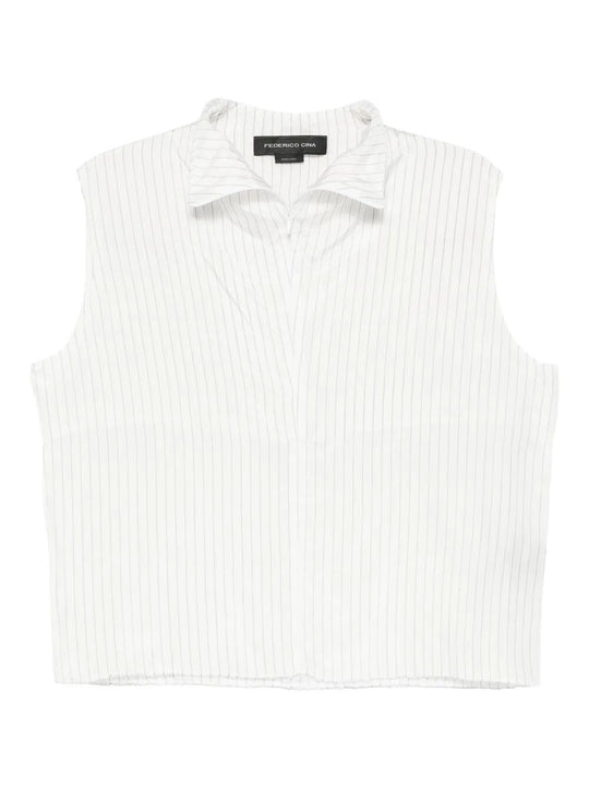 Top Smanicato In Viscosa A Righe Con Zip