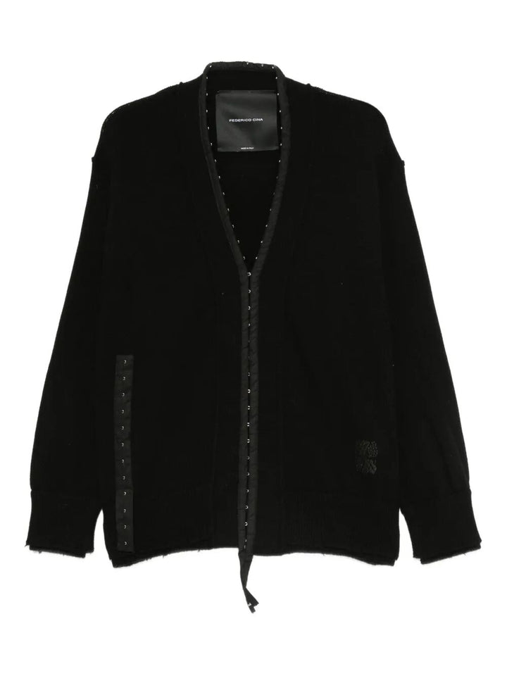 Federico Cina Cardigan - Nero | dcaf3a439efc1eae2b3ee4965dd65eb2d579031b
