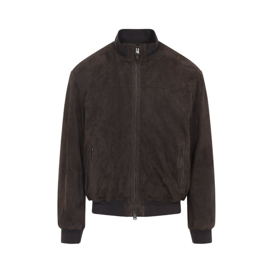 Brown Goat Leather Bomber Jacket