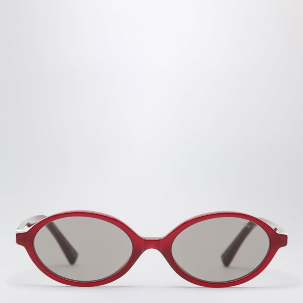 Miu Regard Oval Sunglasses In Burgundy