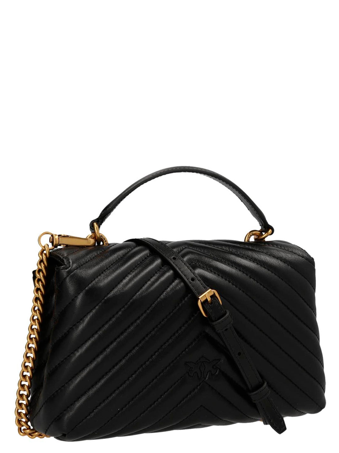 Pinko Big Lady Love Bag Puff Chevron Borse a Mano - Nero | 110d16add938186a7691a93facf05a9cfcba3a97