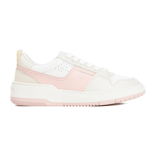 White And Pink Leather Dennis Sneakers