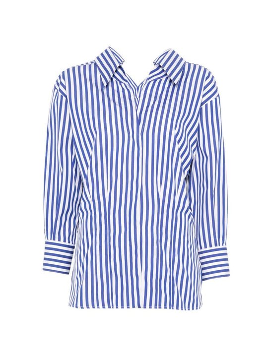 Camicia A Righe Cut-Out In Popeline