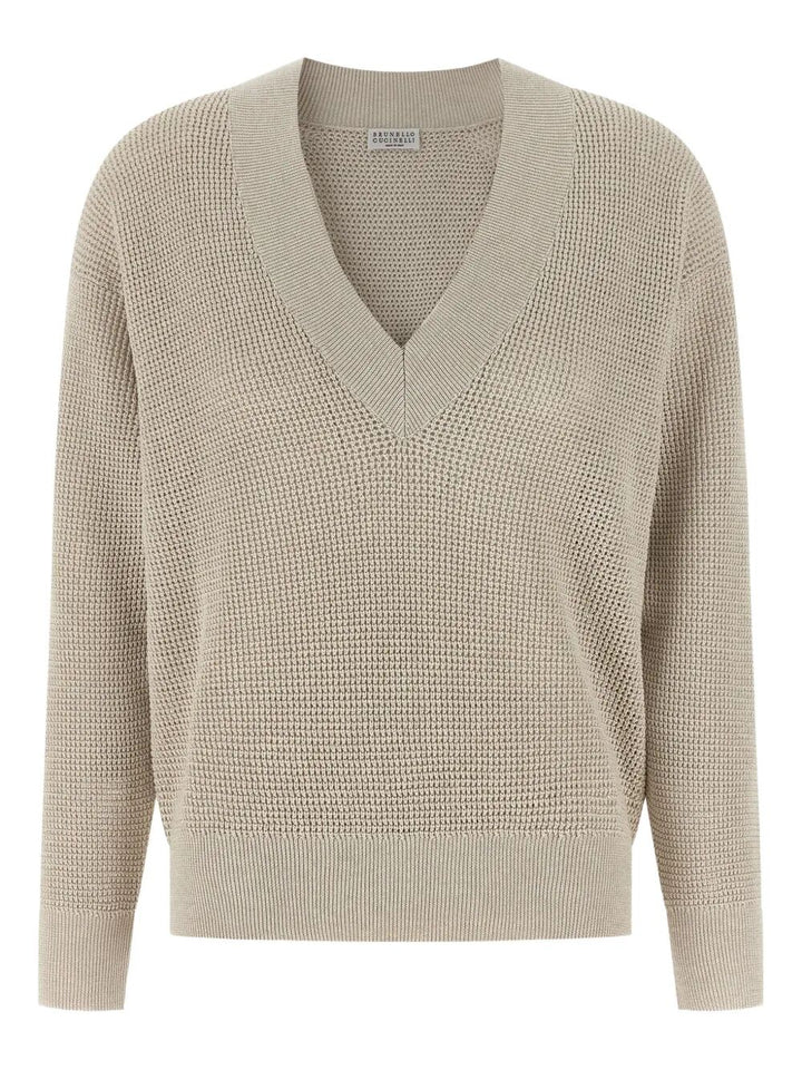 Brunello Cucinelli V neck - Nude & Neutrals | 5bdb72f3f31434b189311b98c776fd7fa26160fc