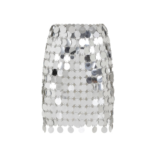 Silver Round Sequin Polyester Mini Skirt