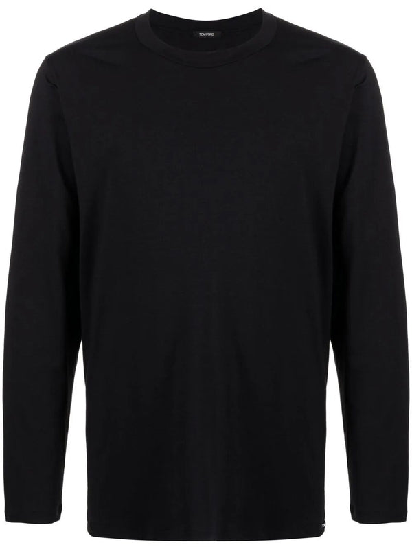 T-Shirt A Girocollo A Maniche Lunghe
