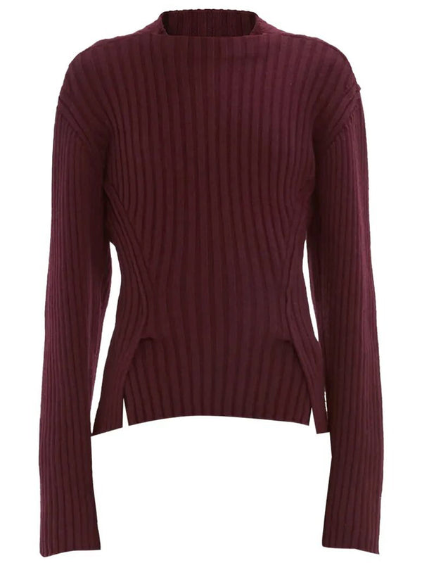 Maglione A Coste In Lana Merino