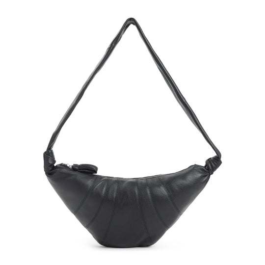 Black Medium Croissant Calf Leather Shoulder Bag