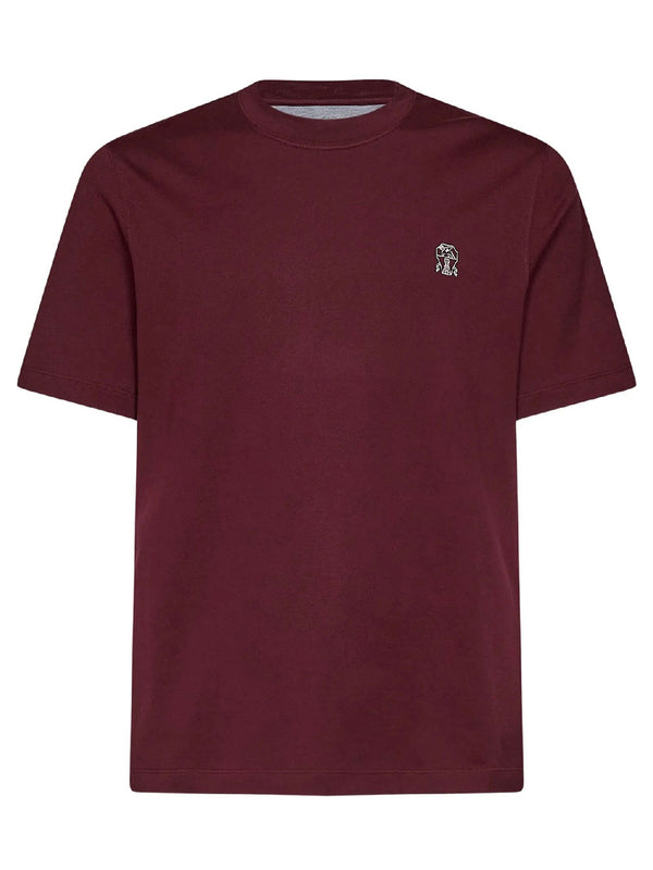 T-Shirt Girocollo In Jersey Di Cotone Con Logo