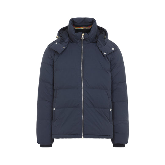Navy Blue Hooded Polyamide Jacket