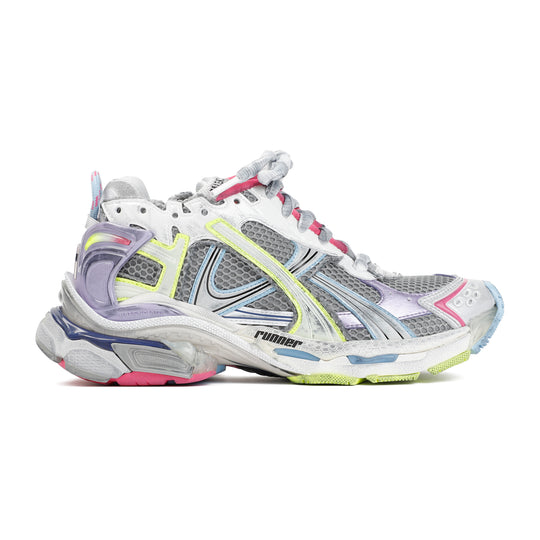 Grey Liliac And Yellow Runner Polyurethane Sneakers