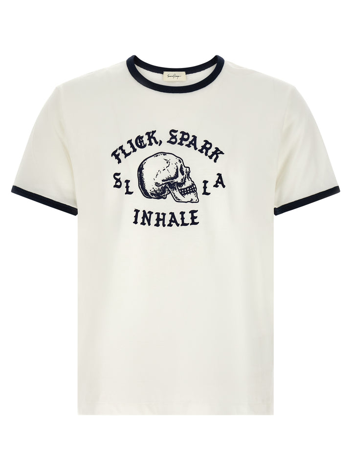 Second/Layer Flick, Spark, Inhale Ringer T shirt - Bianco/Nero | 5e405cb82619fe17407f8ece238e67bad66637c5