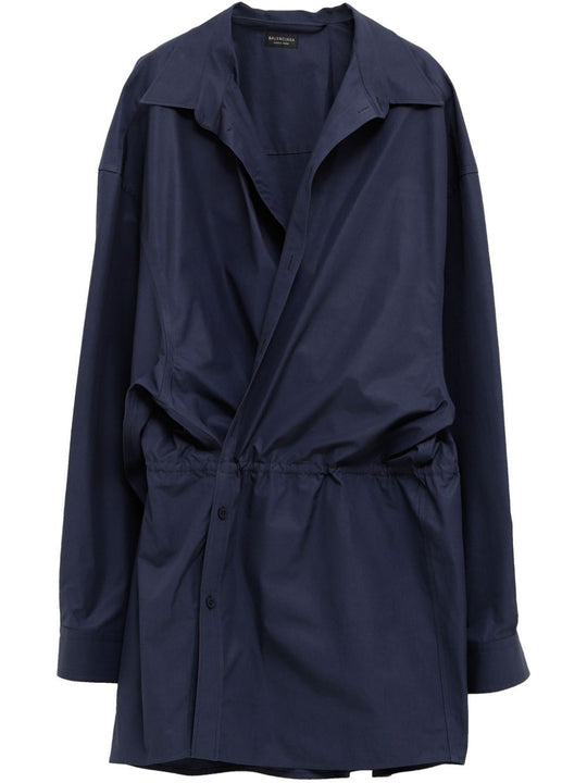 Abito-Camicia Mini In Cotone Con Vita Elasticizzata