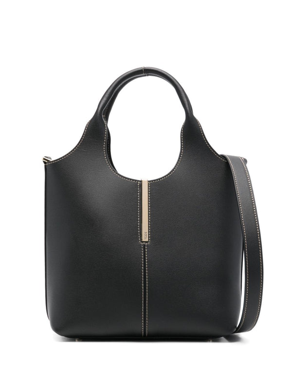 Borsa Shopping In Pelle Mini Con Barra In Metallo