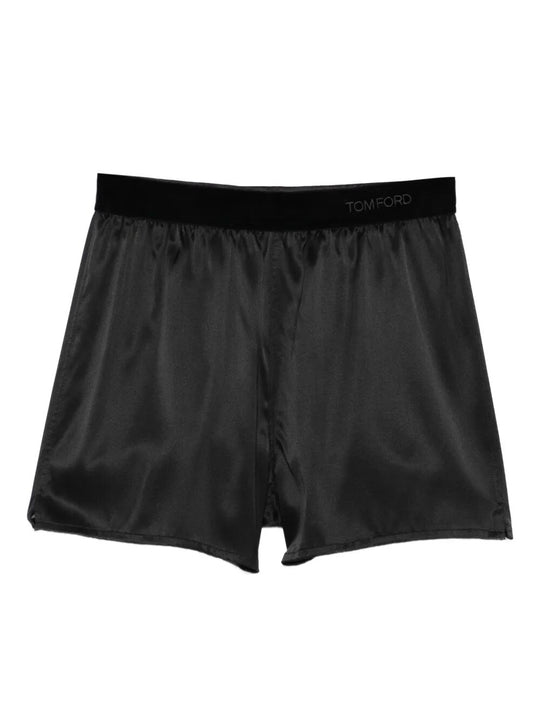 Shorts In Raso Di Seta Elasticizzato