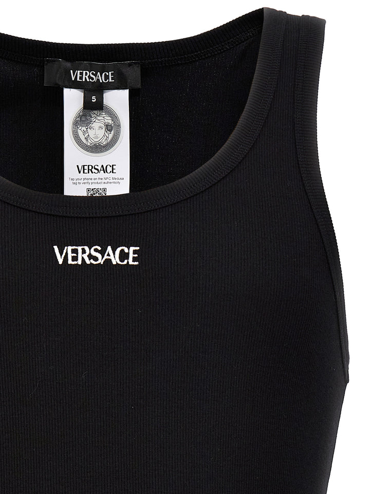 Versace Logo Embroidery Tank Top Top - Nero | ceaabc337d74f2fb01b177a0ea244564bdf9b744
