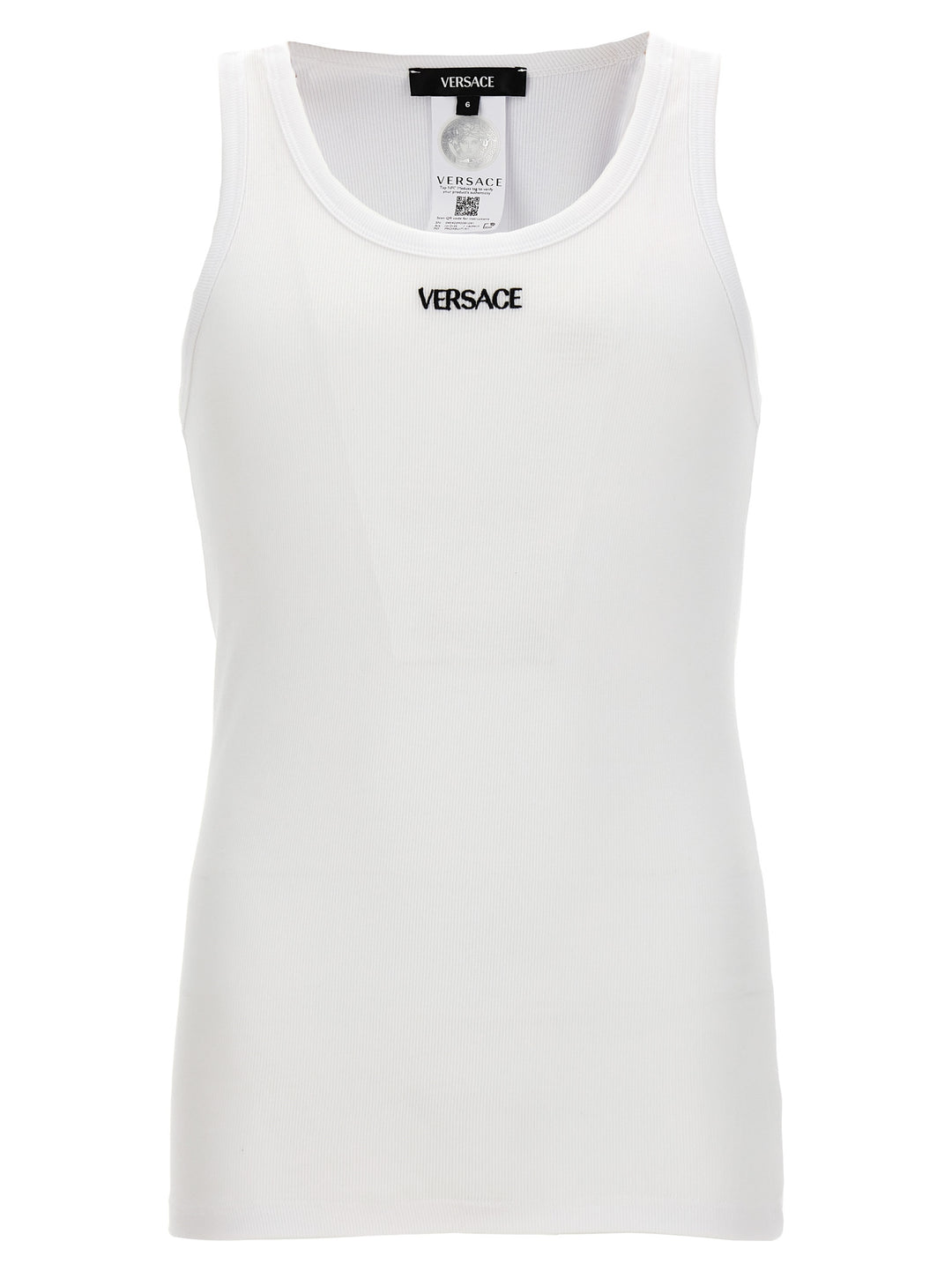 Versace Logo Embroidery Tank Top Top - Bianco | 90f82dc415c8df1ddad81742b64f85026b0c5251
