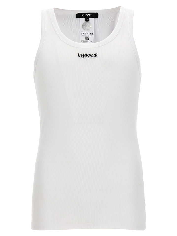 Versace Logo Embroidery Tank Top Top - Bianco | 90f82dc415c8df1ddad81742b64f85026b0c5251