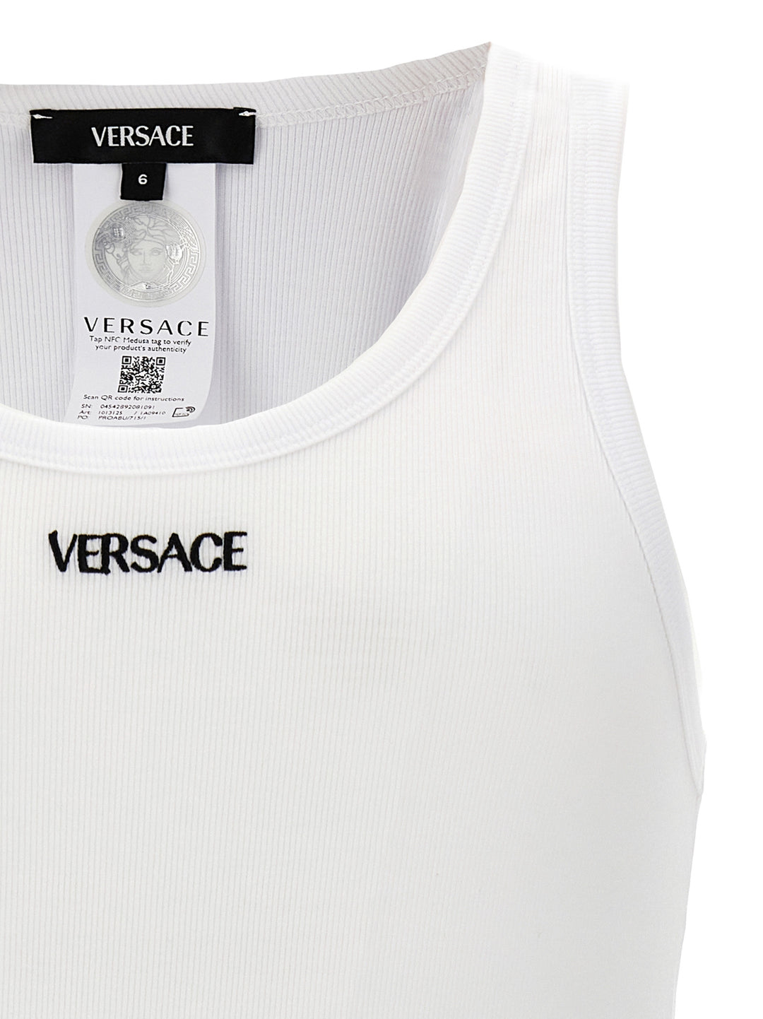 Versace Logo Embroidery Tank Top Top - Bianco | acfb6e451ff8c39f9300e9abfee5f2d4d0186058