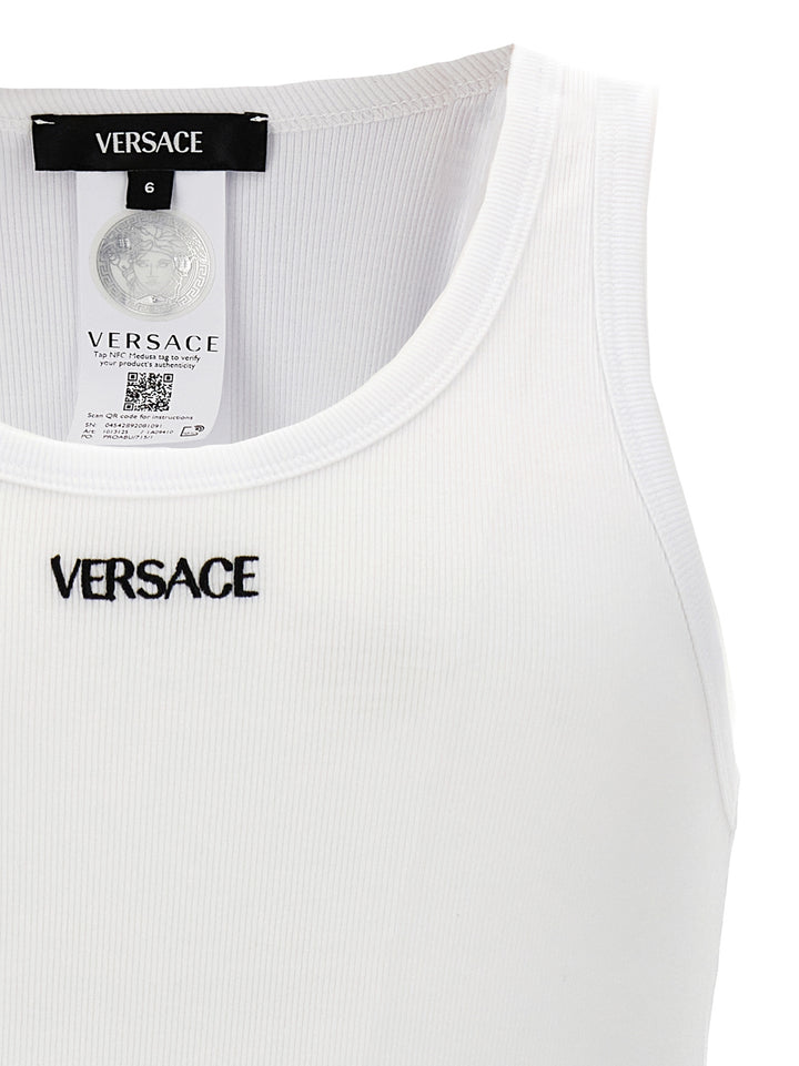 Versace Logo Embroidery Tank Top Top - Bianco | acfb6e451ff8c39f9300e9abfee5f2d4d0186058