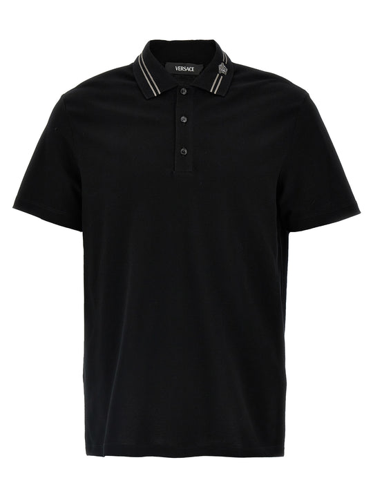 Medusa Embroidery Polo Nero