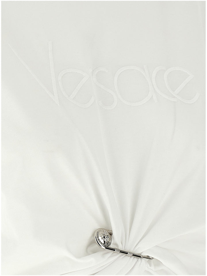 Versace Logo Embroidery T shirt - Bianco | 09f1bde4ef5a311ecaba62fbed375e9be8098217