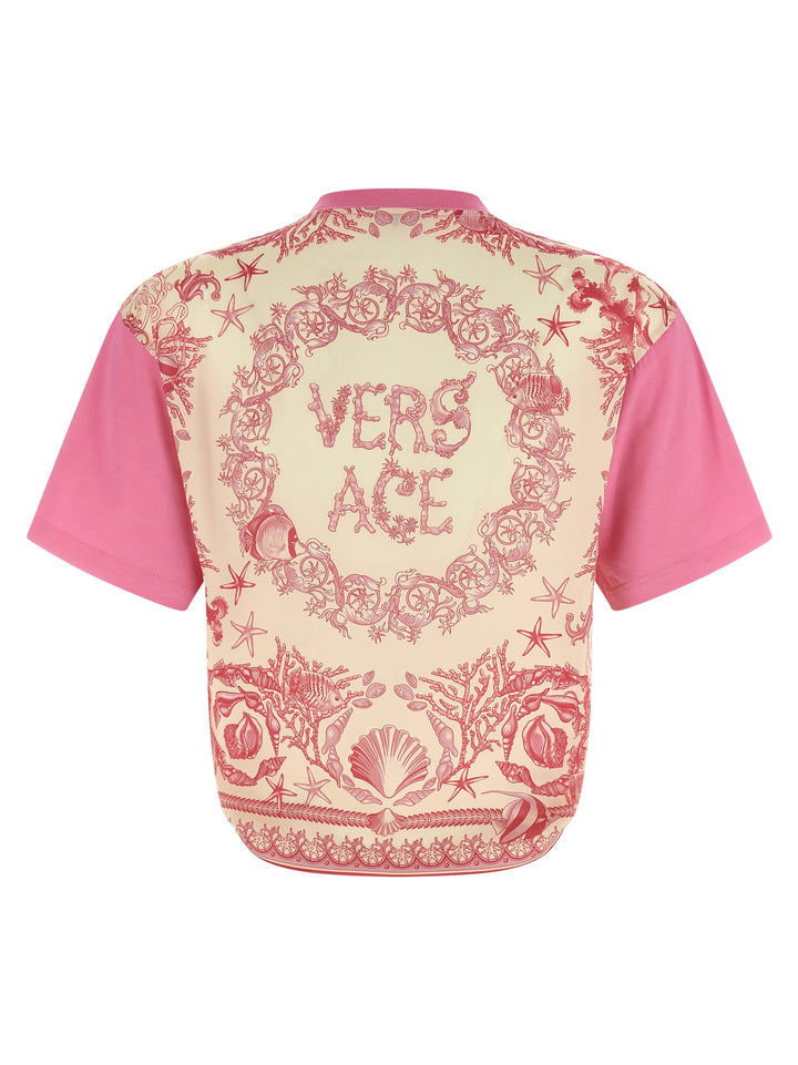 Versace Underwater Barocco T shirt - Rosa | b5f2686a4ce039fad9644c13c0abbbd9d7012c1d