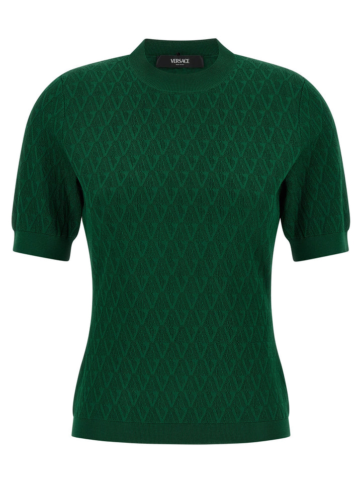 Versace V-Pattern T shirt - Verde | 5e40fc57551f61fef240eea7356c272213455268