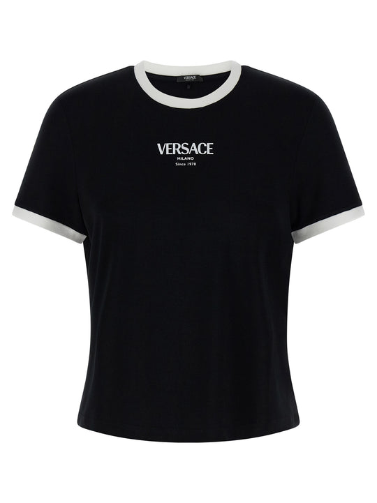 Versace Logo T Shirt Bianco/Nero