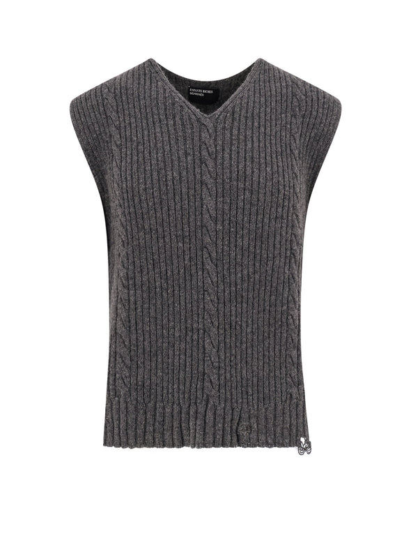 Gilet in Cashmere Con Effetto Destroyed