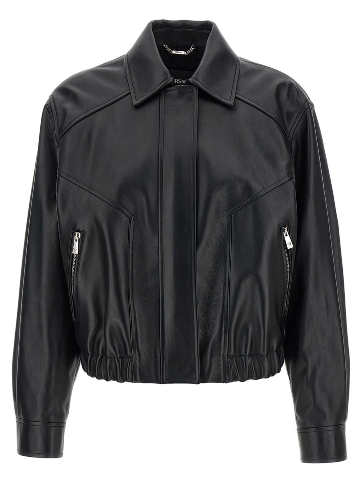 Versace Leather Blouson Puffer Jackets - Nero | 8c1f6ad9e8fc38fa5217e0e9140ff7d90f49d07c