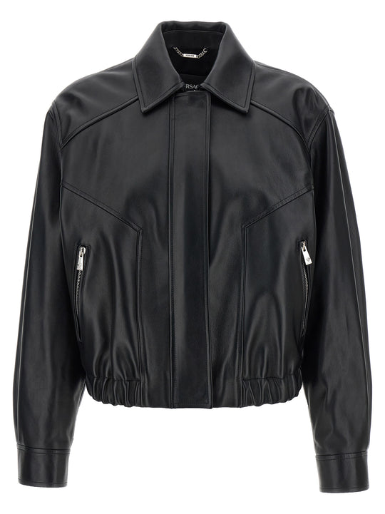 Leather Blouson Puffer Jackets Nero