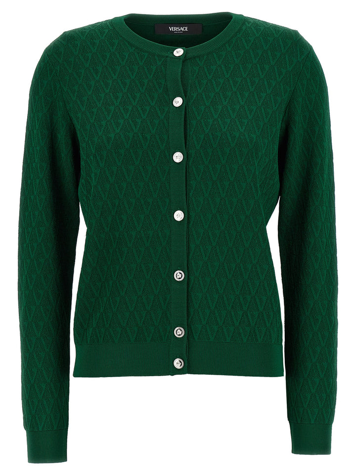 Versace Cardigan Pattern V Maglioni - Verde | 71f6c4aa464b0e605d0cdf96e7ec6f18c4564624