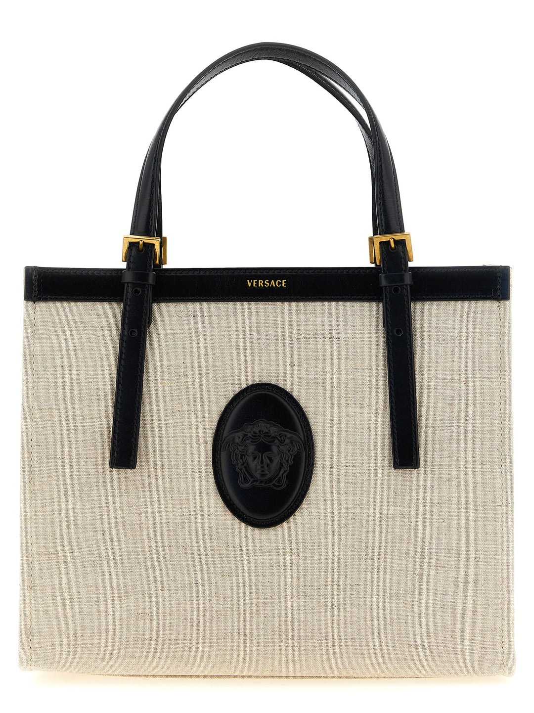 Versace Rivière Tote - Beige | 2d3296bf954df06ad5ca38f04d0a30355e19edde